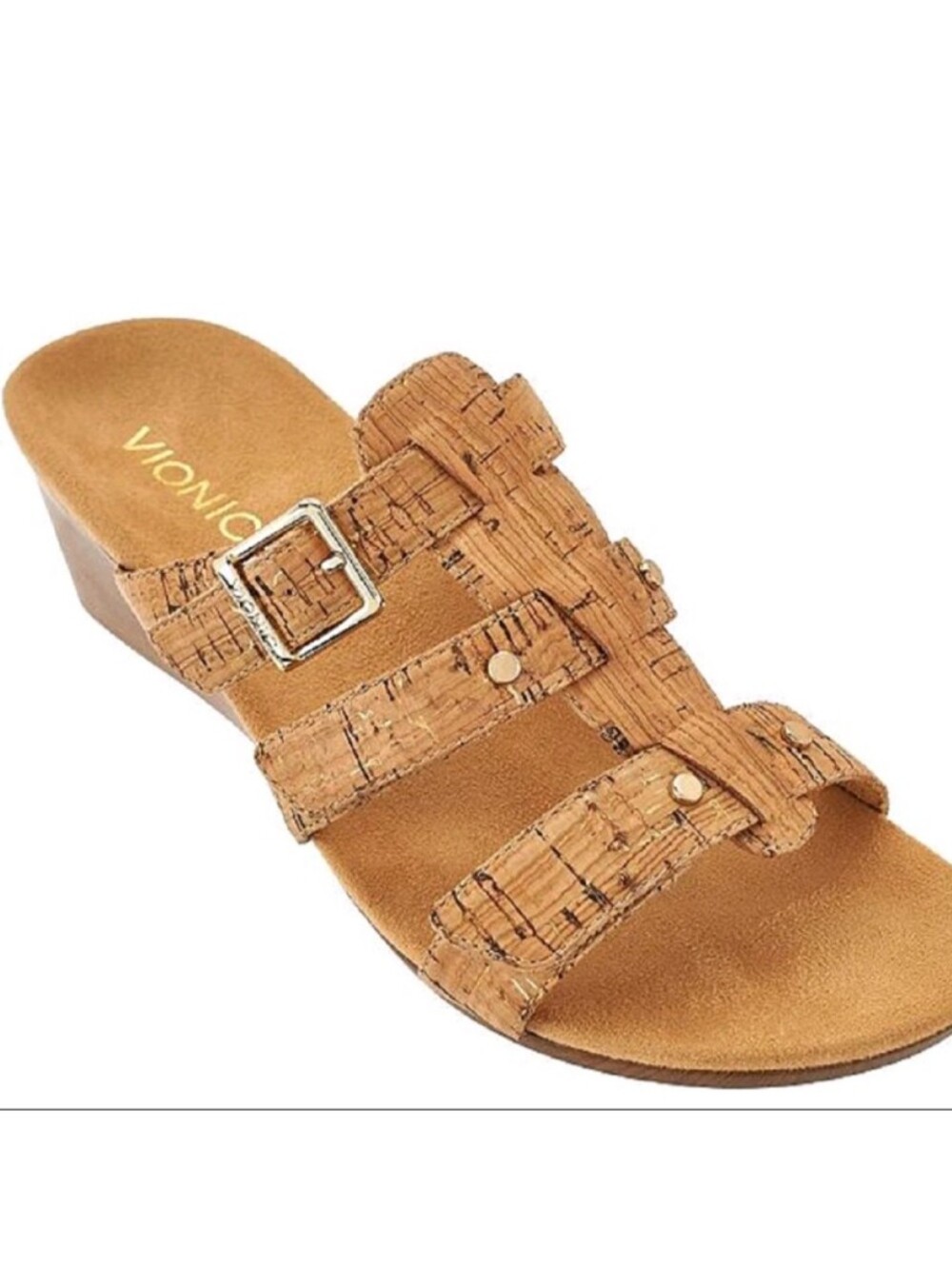 NWOT Vionic Women's 10  Park Radia Wedge Sandals Tan Arch Support Adjustable